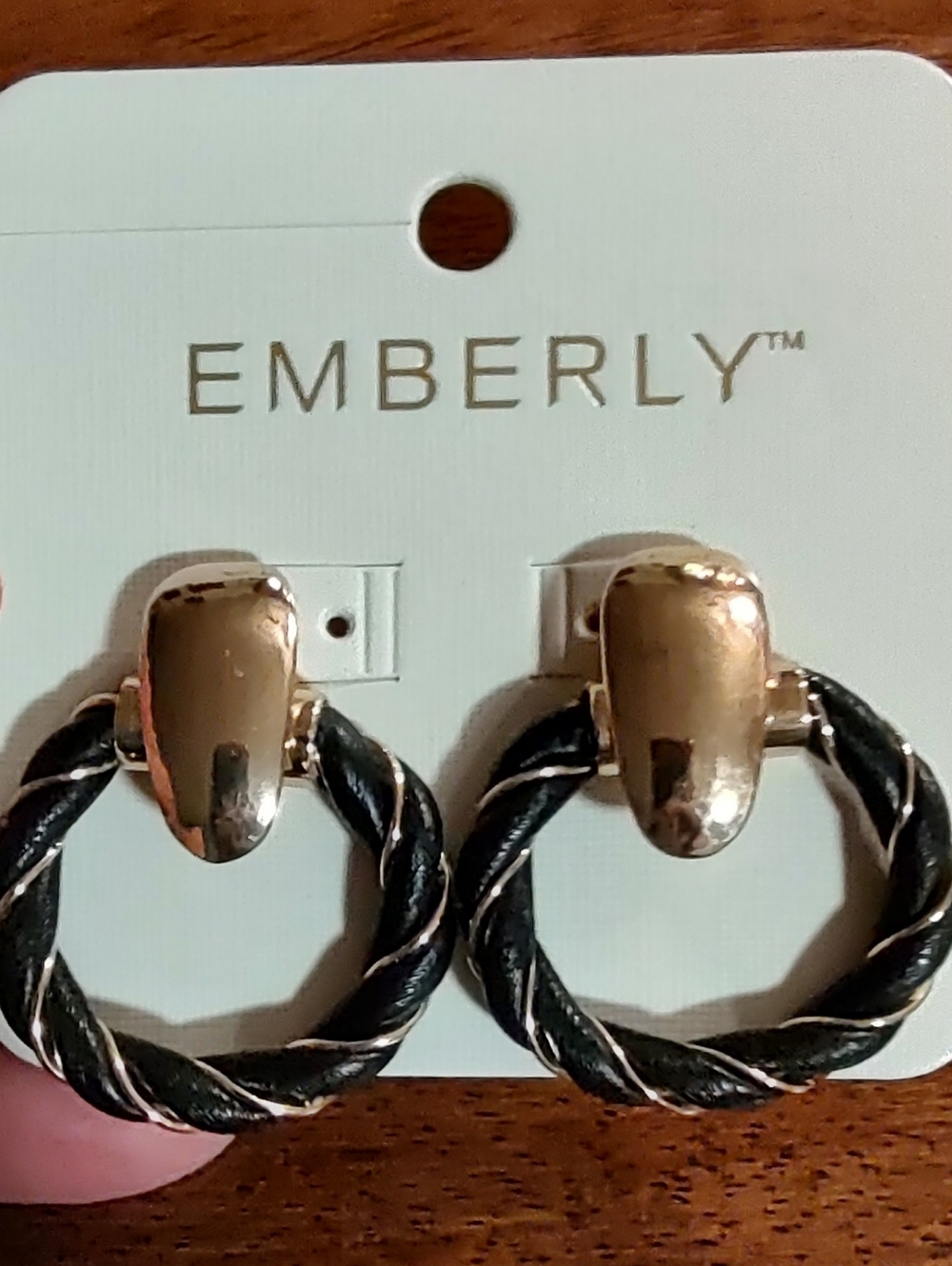 Kohl's Emberly Black and Gold Twisted Hoop Earrings